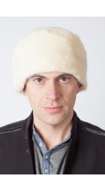 White mink fur hat